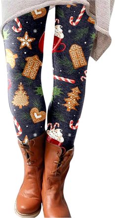 Generic Christmas Legging for Womens High Waisted Womens Christmas Leggings Printed Thin Long Winter Thermal Pants Sparkly Christmas Yoga Leggings for Ladies 