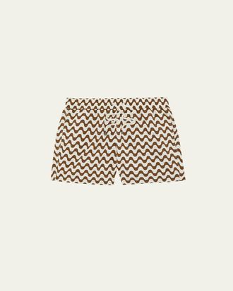 Frescobol Carioca Mens Copacabana Wave-Print Swim Trunks
