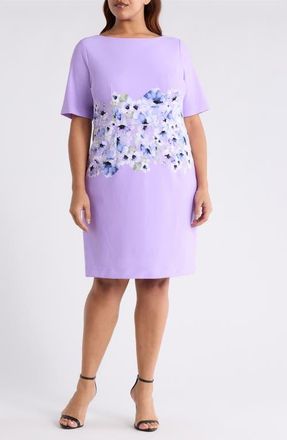 Kasper Floral Print Sheath Dress in Lavendar Mist Multi at Nordstrom, Size 20W