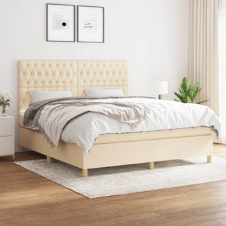 vidaXL Vidaxl - Cama Box Spring Con Colch&oacute;n Tela Color Crema 180x200 Cm