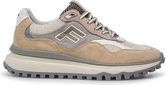 Floris Van Bommel Comfortabele Van Bommel sneaker bruin textiel met print