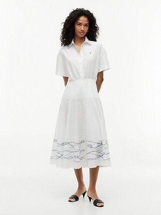 Tommy Hilfiger Fit And Flare Poplin Midi Shirt Dress