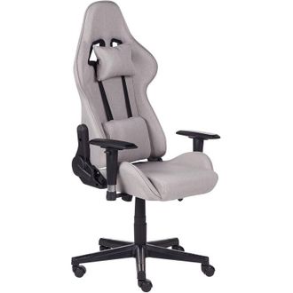 Beliani Silla De Oficina De Poli&eacute;ster Gris Claro Negro Gaming Altura Regulable Warrior