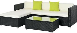 OUTSUNNY 5 Pieces Rattan Sofa Set Wicker Sectional Cushion Patio Black