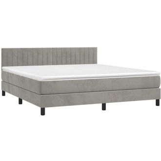 vidaXL Vidaxl - Cama Box Spring Con Colch&oacute;n Terciopelo Gris Claro 180x200 Cm