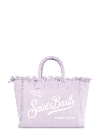 MC2 Saint Barth Spacious Fabric Shoulder Bag with Fringed Edges