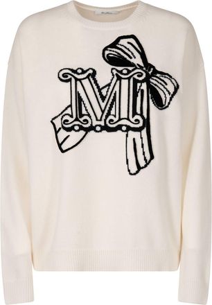 Max Mara Wool And Cashmere Pullover With Velvet Effect Embroidery Clothing