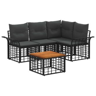 vidaXL Conjunto De Sof&aacute;s De Exterior 5 Pcs Negro Y Gris Oscuro Vidaxl