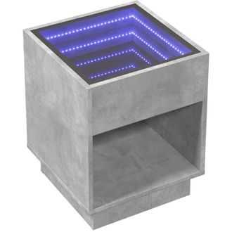 vidaXL Vidaxl - Mesita De Noche Con Infinity Led Gris Hormig&oacute;n 40x40x50 Cm