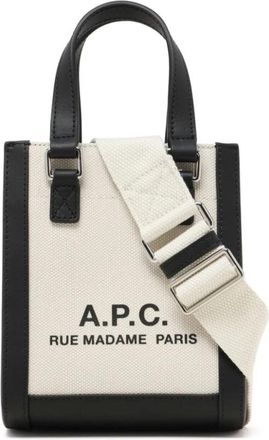A.P.C. Canvas Logo Print Schoudertas - Dames - Mini tas - Beige - ONE Size - Katoen - Tassen