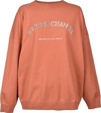 Brunello Cucinelli Orange Wool Womens Sweatshirt