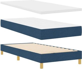 vidaXL Cama Con Somier Y Colch&oacute;n Crema 90x200 Cm Fabric Azul Vidaxl
