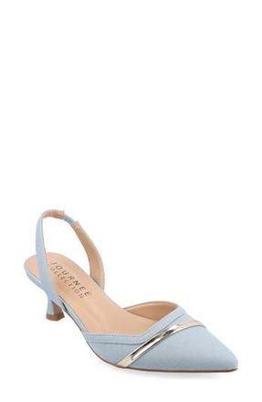 Journee Collection Nellia Slingback Pointed-Toe Pump in Denim at Nordstrom Rack, Size 9.5