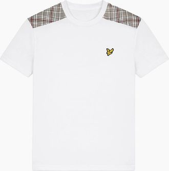 Lyle & Scott Mens Lyle & Scott Check Panelled T-Shirt White - Size: 42