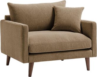 DRAWER Sillón XL de tela con patas de madera oscura - Caramelo