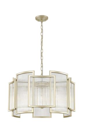Netlighting Antigua 5 Light Gold Crystal Pendant Ceiling Light in Clear