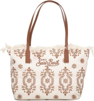 MC2 Saint Barth Rectangular Tote Bag with Embroidery and Leather Handles