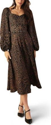 Flying Tomato Long Sleeve Belted Midi Dress in Brown at Nordstrom Rack, Size Large