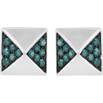 House of Brilliance 14K White Gold 1/4 Ct Blue Diamond Pyramid Stud Earring at Nordstrom