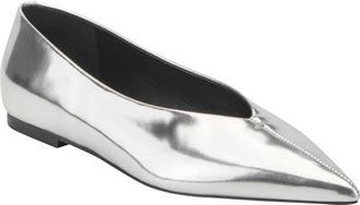 Marc Fisher Casee Pointed Toe Flat in Silver at Nordstrom, Size 7.5
