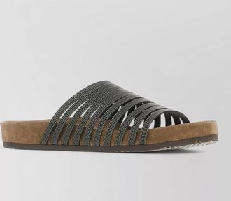Brunello Cucinelli embellished leather slides