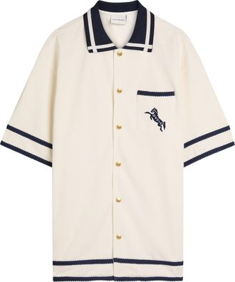 Dr&ocirc;le de Monsieur DR&Ocirc;LE DE Monsieur La Chemise Piqu&eacute;e Cheval Logo-embroidered Cotton Shirt - White - M