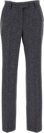 Alberto Biani Grey Wool Donegal Patterned Straight-Leg Pants