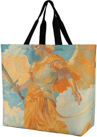 Generic Angel Holding Sword Shopping Bag Eco Friendly Tote Bag Lightweight Handbags For Casual Beach Camping
