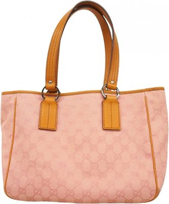 Gucci Brown Pink Canvas Tote Bag (Pre-Owned)