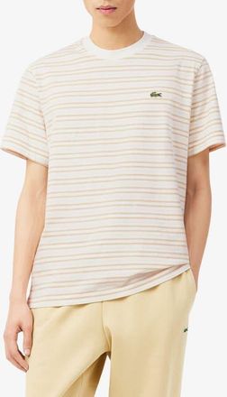 Lacoste Essentials Stripe Cotton T-Shirt in Millet/flour at Nordstrom, Size 3
