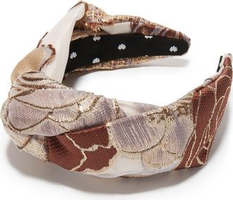 Lele Sadoughi Greta Floral Lace Knotted Headband in Plum Blush at Nordstrom