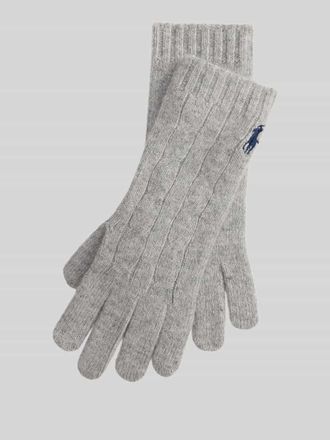 Polo Ralph Lauren Handschuhe aus Woll-Mix mit Logo-Stitching in Hellgrau, Gr&ouml;&szlig;e 1