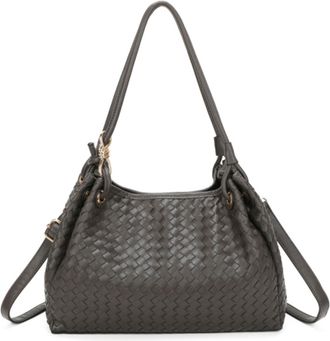 Generic Woven Shoulder Handbag for Women with Zip Top Closure, Multi-Compartment Tote with Top Handles & Adjustable Crossbody Strap, Everyday Casual Purse (35