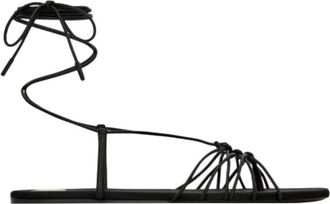 Saint Laurent Schoenen, Dames, Zwart, 36 EU, Satijn, Babylone Platte Sandalen