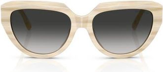 Tiffany & Co. 55mm Gradient Pillow Sunglasses in Striped Ivory/grey Gradient at Nordstrom