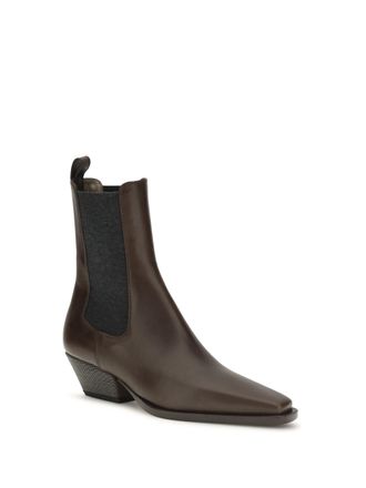 Brunello Cucinelli Womens Leather Ankle Boots Cacao