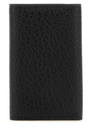 Maison Margiela Womens Black Leather Four Stitches Keyring Case T8013 Portafogli Wallet