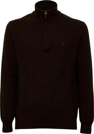 Polo Ralph Lauren Trui met halve rits - Heren - Vesten met rits - Bruin - XL - Wol - Hoodies & sweatvesten