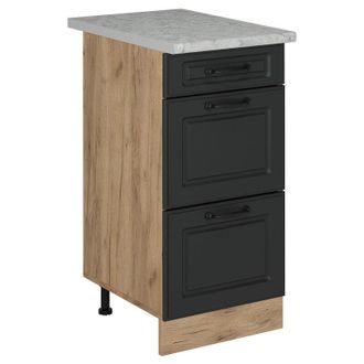 Vicco Mueble Bajo De Cocina R-line, Antracita Casa De Campo, 40 Cm Con Cajones, M&aacute;rmol Ap Vicco