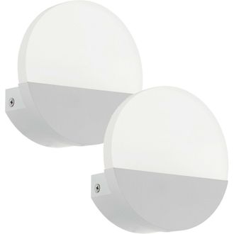 Loops 2 PACK Wall Light Colour White Shade Satined Plastic Bulb LED 1x4.5W Included