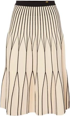 Elisabetta Franchi Tweekleurige Geplooide Gebreide Midi-rok - Dames - Midirokken - Beige - S - Rokken