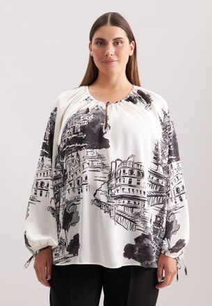 Seidensticker Schlupfbluse SEIDENSTICKER Schwarze Rose, Damen, Gr. 5XL (50), off, wei&szlig;, 100% Polyester, gemustert, relaxed fit, Blusen Schlupfbluse, 1/1 Druck