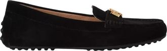 Ralph Lauren Su&egrave;de loafers met metalen logo - Dames - Loafers - Zwart - 39 EU - Su&egrave;de - Schoenen