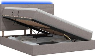 vidaXL Cama De Almacenamiento Led Con Colch&oacute;n Topo 140 X 200 Cm Tela Vidaxl