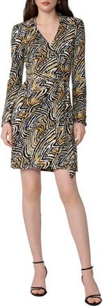Diane Von F&uuml;rstenberg Jeanne Abstract Zebra Print Long Sleeve Silk Wrap Dress in Zebra Mini Wheat at Nordstrom, Size X-Small