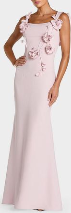 Mac Duggal Floral-Appliqu&eacute; Square-Neck Column Gown