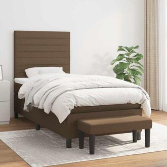 vidaXL Cama Box Spring Con Colch&oacute;n Tela Marr&oacute;n Oscuro 90x200 Cm Vidaxl