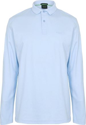HUGO BOSS Mens Pirol Long Sleeve Polo Shirt, Timeless Design in Open Blue - Size X-Large