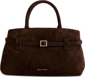 Manu Atelier Le Cambon 25 su&egrave;de handtas met gespband - Bruin