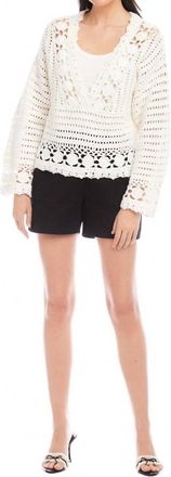 Fifteen Twenty Nila Hand Crochet Pullover Sweater In Cream